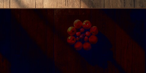 Juicy nectarines and cherries arranged on a table, fresh seasonal fruit for healthy snacking