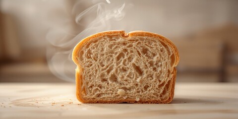 Sliced whole grain bread with a fluffy interior and textured crust, ideal for food styling or menu backgrounds