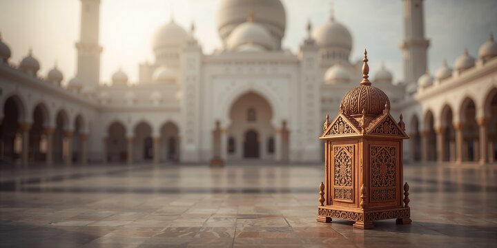 Donation box featuring a miniature mosque shape at the Grand Mosque of Mataram, Kotagede, Yogyakarta, focusing on religious giving practices