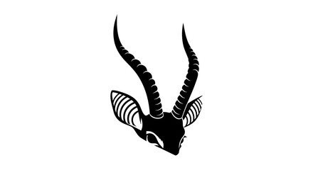 Fototapeta premium Elegant Black Silhouette of Antelope Head on White Background.