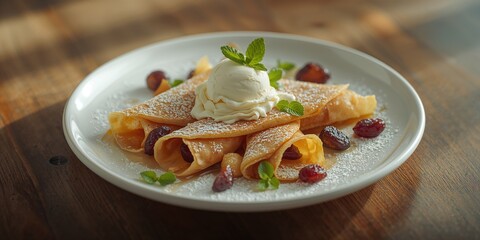 Thin pancakes layered with fillings and garnished with mint, ideal for Shrovetide celebrations