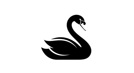 Fototapeta premium Elegant Black Swan Silhouette on White Background.