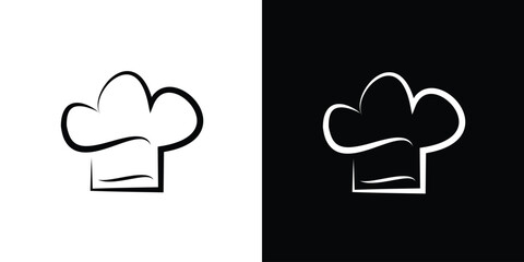 chef hat icon illustration in outline style, chef hat icon vector design template in white background.