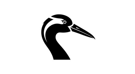 Fototapeta premium Elegant Black and White Crane Head Logo Design.