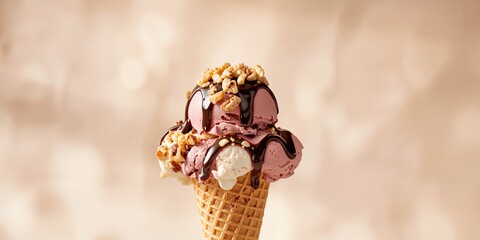 Chocolate ice cream with hazelnut chunks, rich flavor pairing for dessert enthusiasts