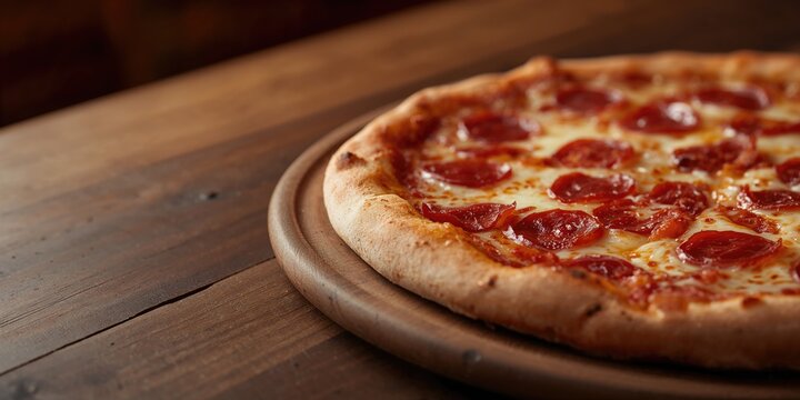 Close-up of a sliced hot pizza with cheese and meat on a plate, highlighting the processed ingredients in a restaurant setting - Powered by Adobe