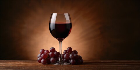 Glass of red wine with grapes, the health implications of moderate alcohol consumption