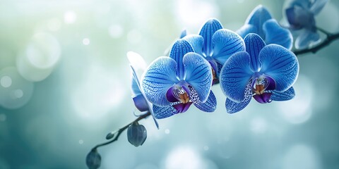 Close-up of blue orchids highlighting petal textures and colors, ideal for floral design or botanical research