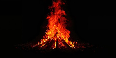 Multiple red flames dancing in the dark, illustrating natural fire behavior, Earth Day