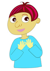 胸に手を当てて微笑む子どものイラスト