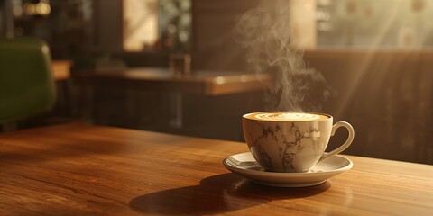 A latte served in an ornate marble tea cup, emphasizing artistic craftsmanship in drinkware, International Coffee Day