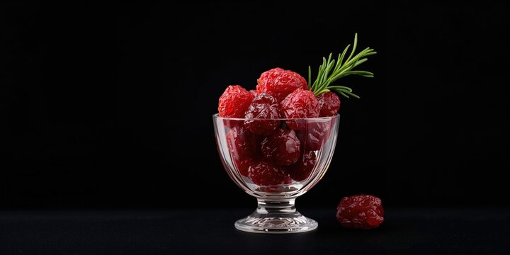 Chinese dried red date fruit with rosemary leaf in a glass cup, highlighting herbal ingredients for health benefits, Earth Day