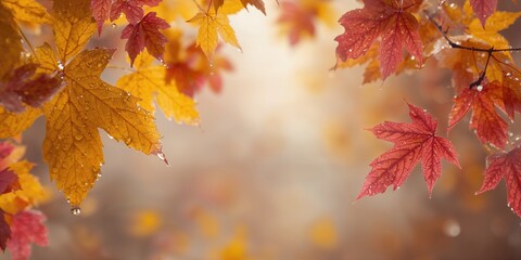 Vibrant yellow and pink foliage with dew drops serving as a natural backdrop for seasonal design