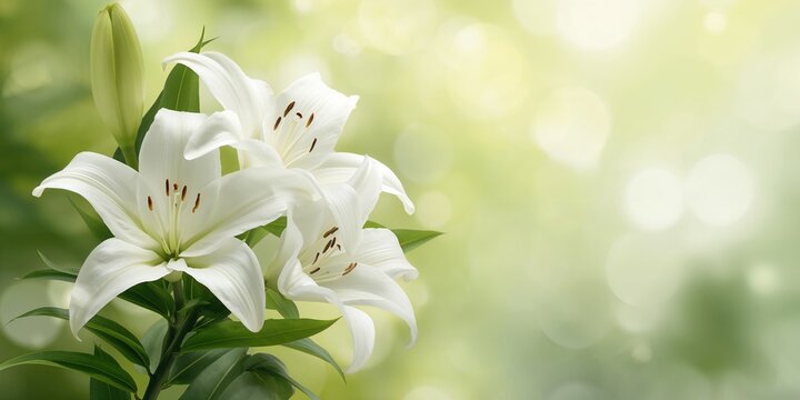 White lily flowers in bloom, ideal for floral arrangements and decorative displays