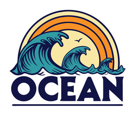 Stylized Ocean Text Vector Design | Sea and Coastal Illustration