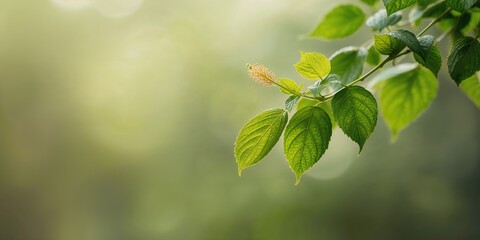 Obraz premium Hibiscus plant leaves pattern on its branch, suitable for textile backgrounds or botanical designs
