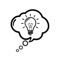 Creative bright light bulb idea icon vector illustration for innovation and business concept