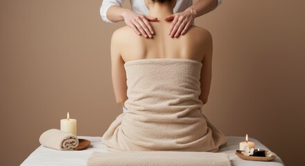 Young woman sitting and receiving a massage