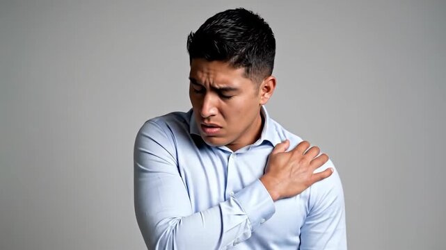 Man Experiencing Shoulder Pain and Discomfort Emotionally Expressed In a Series