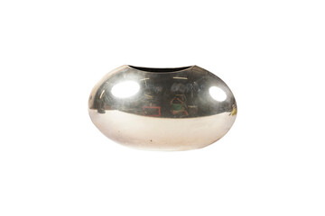 Polished Silver Vase Decor, Modern Metallic Bowl PNG