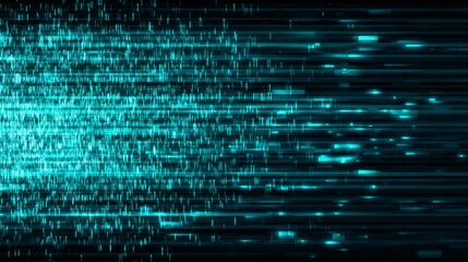 Bright blue lines and particles stream across a dark background.