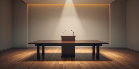 Obraz premium Office conference table with organized space for team discussions and planning, productivity