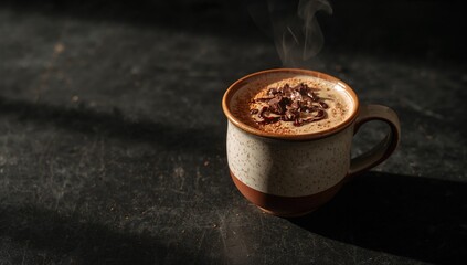 Cocoa drink infused with cinnamon and chocolate, designed for cozy winter routines