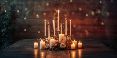 Multiple candles flickering on a tabletop, serving as decorative lighting, World Candle Day