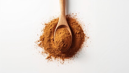 Cinnamon powder in a wooden spoon, spice handling and hygiene practices