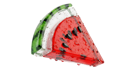Glossy watermelon slice with fresh vibrant colors