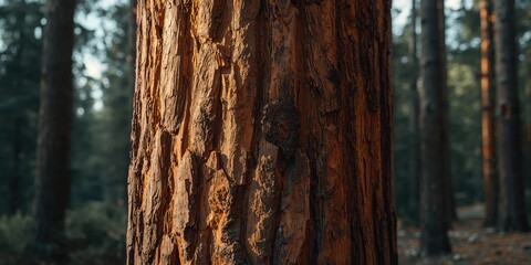 Fototapeta premium Cedar tree showing signs of old fire damage, highlighting forest regeneration and resilience processes