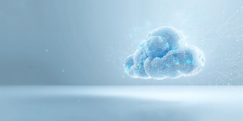 3d rendered cloud with digital connections, network infrastructure for cloud computing safety
