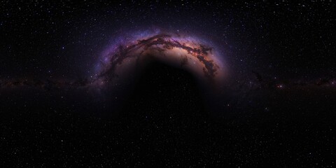 Obraz premium Equirectangular projection of a space nebula with stars, used as an environment map in 3D modeling, galaxy backdrop for scenes