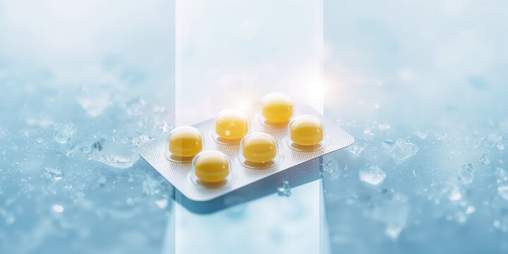 Lemon-flavored cough pastilles in blister packaging designed for throat soothing, focusing on medicinal application