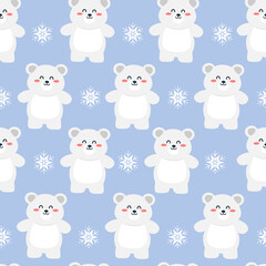 Polar bear seamless pattern with white snowflake. Can be used for wallpaper, paper wrapping and fashion fabric
