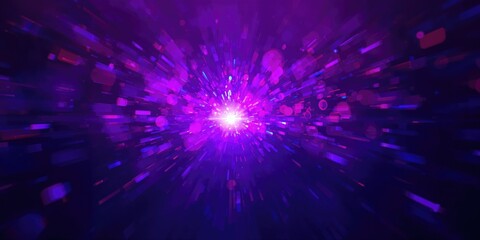 Dark abstract scene with neon light diffusion and bokeh effects, designed for layout or interface backgrounds