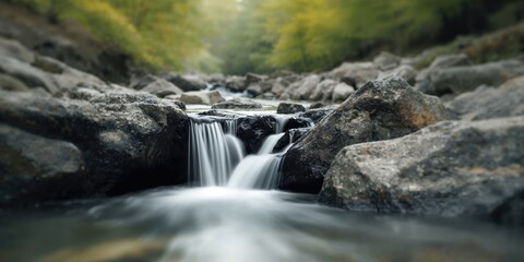 Fototapeta premium Abstract black and white waterfall background, suitable for text overlay design, visual flow and contrast