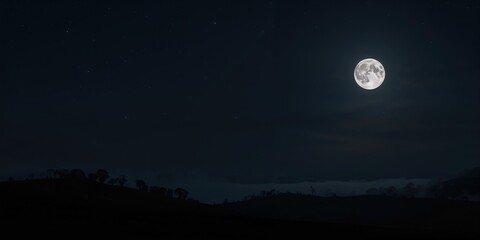 Obraz premium A new moon in the night sky lunar phases, with focus on celestial observation and sky monitoring, Earth Day