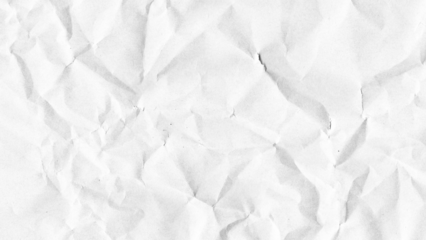 Crumpled paper texture background. White wrinkled sheet. Overlay effect image