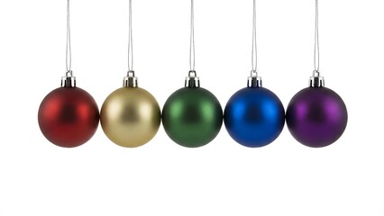 Colorful Christmas Ornaments Hanging in a Row