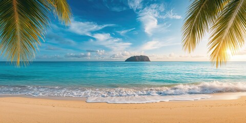 Scenic beach with clear waters and sandy shoreline, suitable for relaxation activities