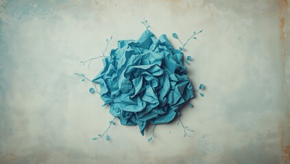Textured blue paper surface with crumpled pattern, ideal for graphic layout backgrounds
