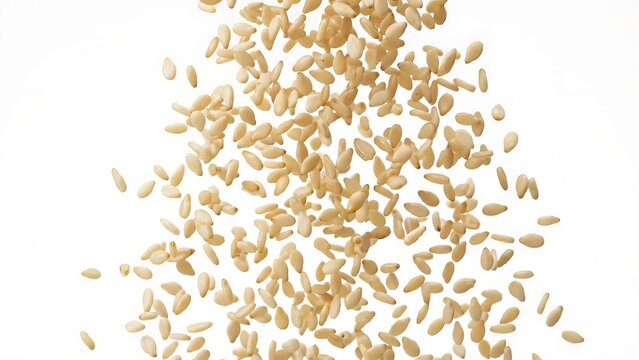 Falling Wheat Grains Isolated on Transparent Background