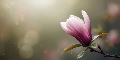 Fototapeta premium Magnolia blossom in partial bloom, highlighting flowering stage for nature documentation