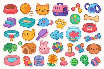 Colorful pet-themed toys and accessories collection for animals