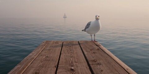 Old pier extending into a bay with a seagull resting, highlighting coastal preservation