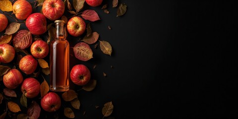Bottle of fresh cider alongside apples, suitable for beverage preparation, World Cider Day