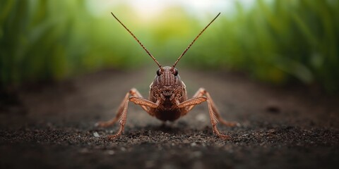 Adult Mole Cricket from Gryllotalpidae family shown in natural habitat, underground burrowing behavior, Earth Day