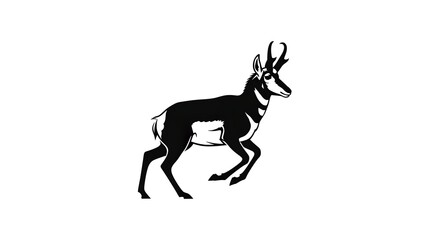 Obraz premium Elegant Pronghorn Antelope Silhouette on White Background.