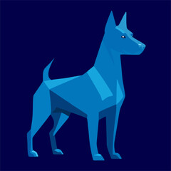 Vector colorful cartoon illustration of a polygonal dog, poly-art